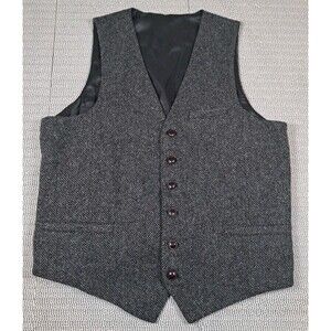 Voboom Mens Wool Blend Gray Vest M Classic Academia Preppy Corporate